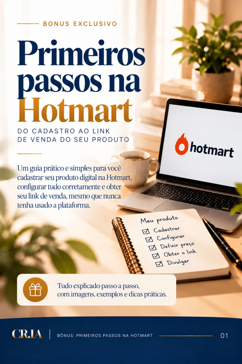Capa do bônus Primeiros passos na Hotmart